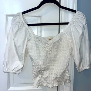 Mock Short Sleeve White Blouse